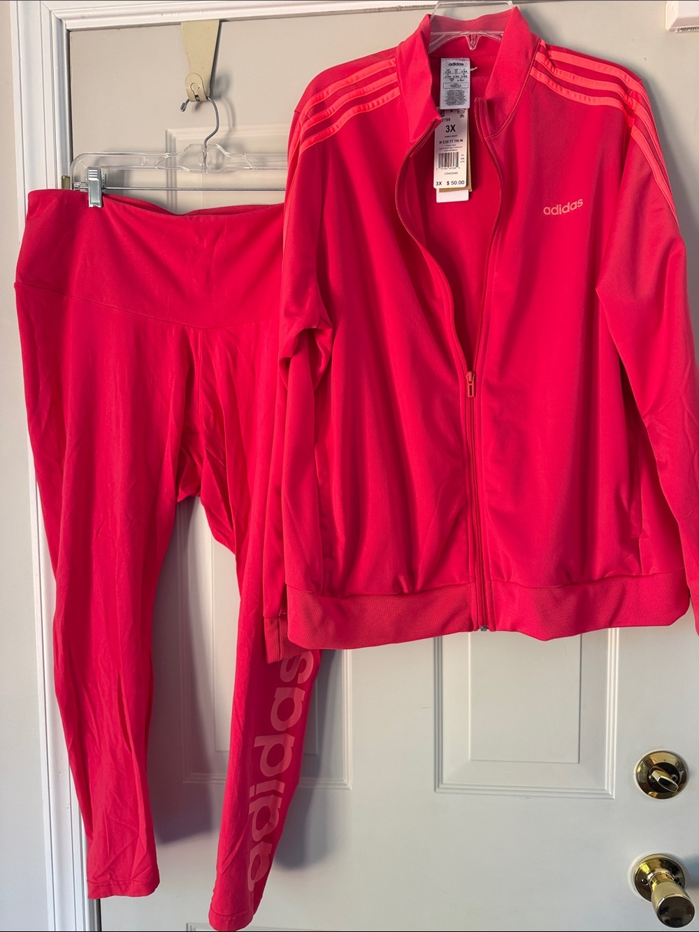 adidas Women’s Hot Pink Track Jacket and Leggings Set 3XL